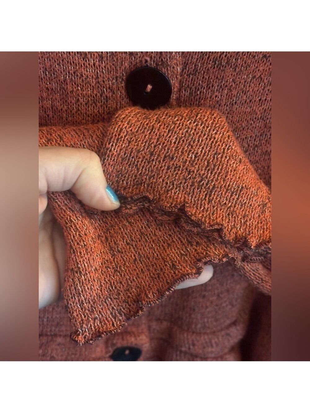 FENINI Designer Burnt Orange Textured Knit Cardigan • Artful Layering•Fits M–XL - Picture 11 of 17
